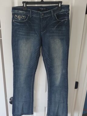 Premiere Denim by rue21 Dark Blue Boot Cut Jeans with Faded Detail